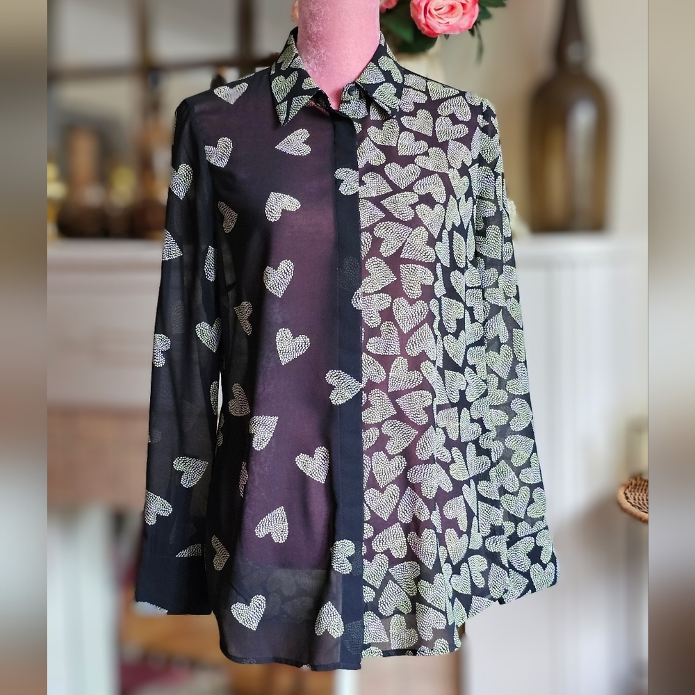 "Mint Velvet" sheer button-up shirt, size 6.